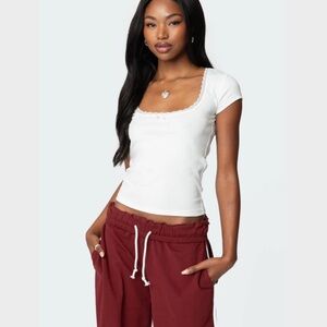 Edikted Priscilla White Lace Accent Top